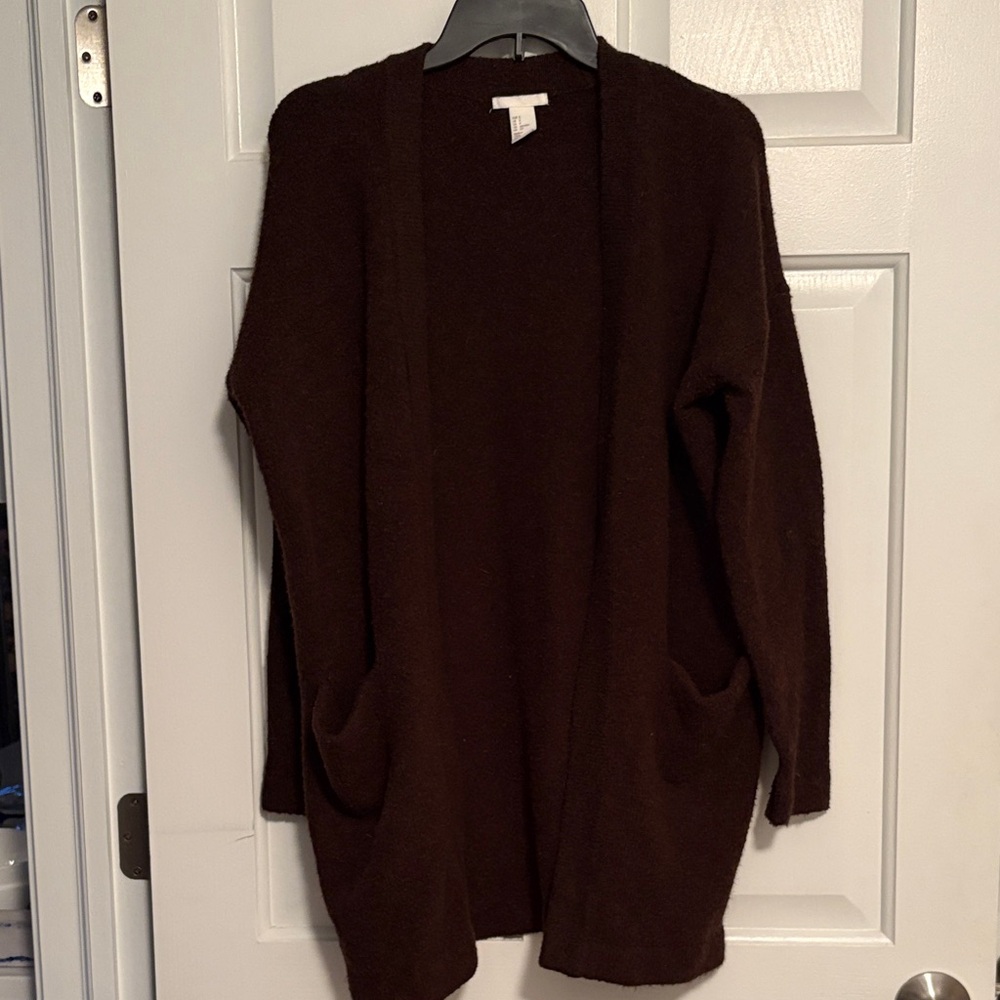 H&M Dark Brown Open-Front Cardigan